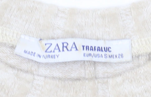 Zara Women’s Beige Knit Short Sleeve Basic T-Shirt Size S