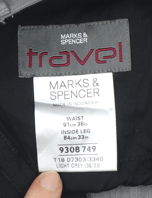 Marks and Spencer Men’s Grey Suit Trousers 36W 33L Travel Collection