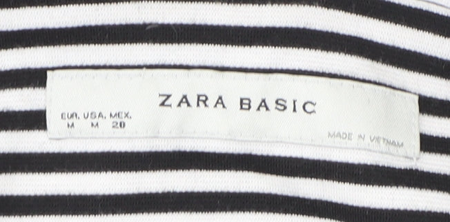 Zara Basic Women’s Black Striped Bodycon Knee Length Dress Size 12