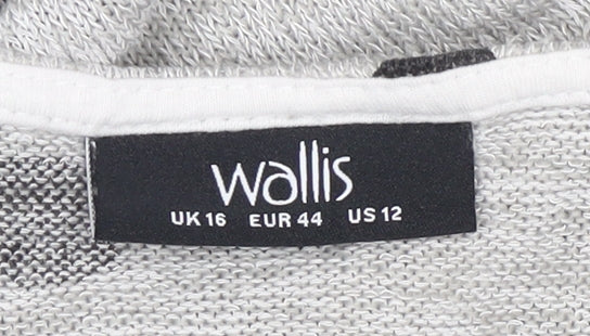 Wallis Women’s Grey Polka Dot 3/4 Sleeve Knit Jumper UK 16