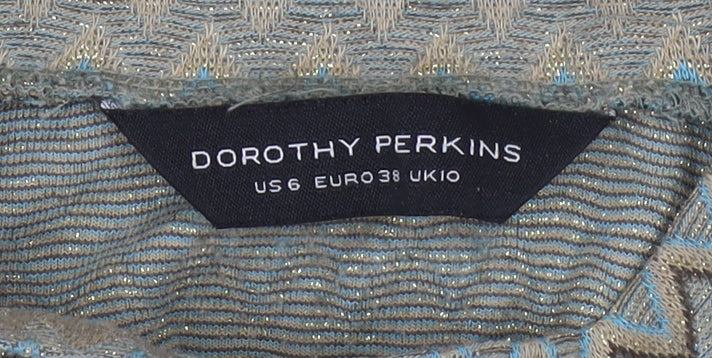 Dorothy Perkins Women’s Multicoloured Geometric Knit Top UK 10 Slim Fit