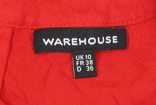 Warehouse Womens Red Chiffon Sleeveless Blouse UK 10 Summer Casual