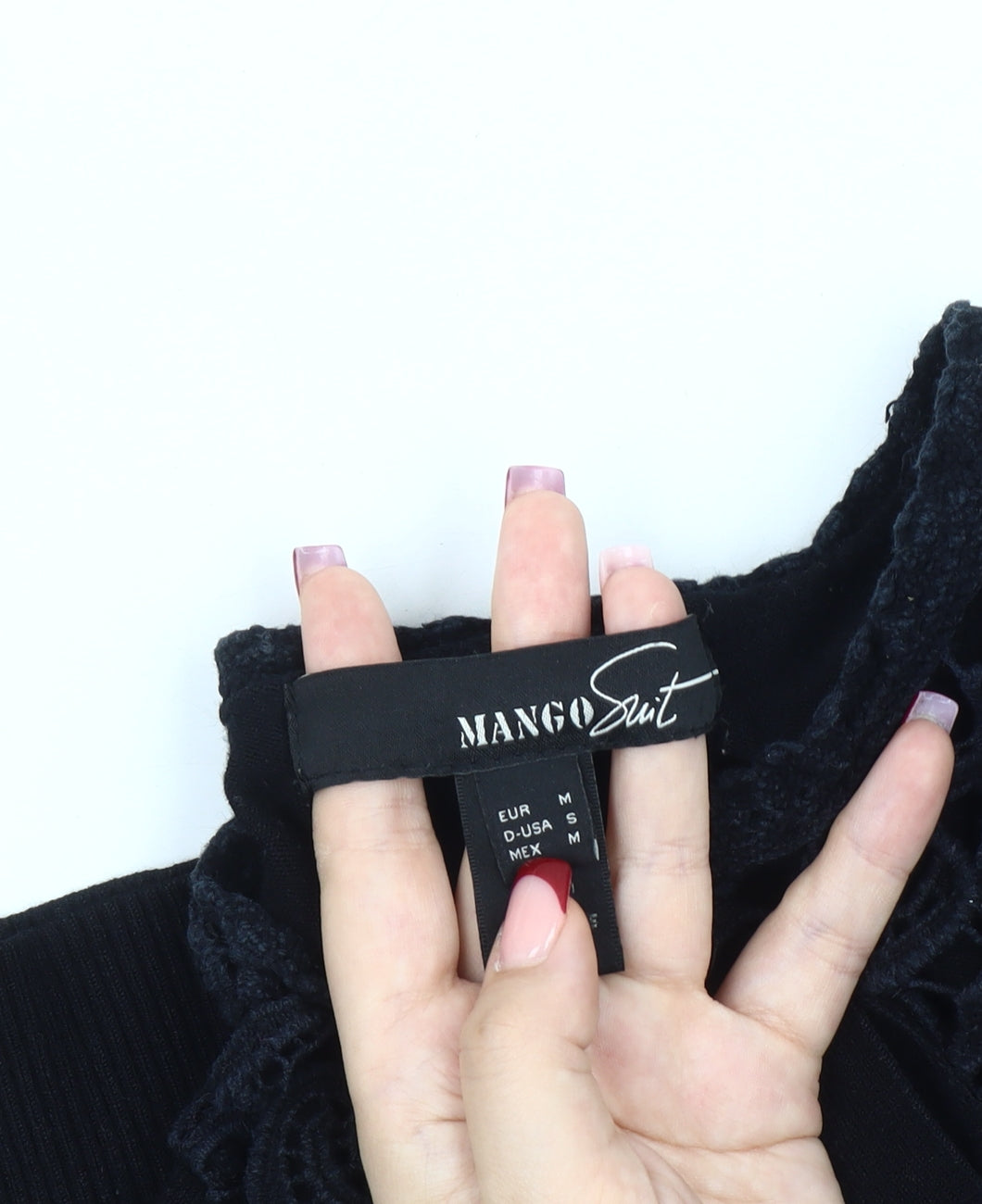 Mango Women's Black Cotton Blend Lace Front Cardigan Size 12