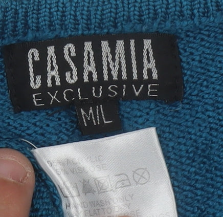 Casamia Women's Blue Floral Knit Long Sleeve Cardigan M