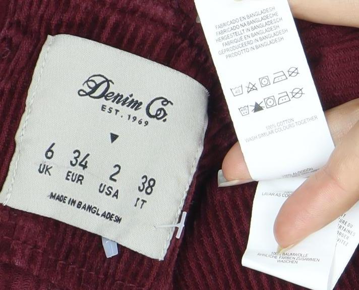 Denim Co. Women’s Burgundy Corduroy Pinafore Dress Size 6