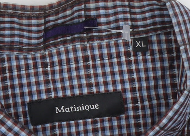 Matinique Men’s Blue Check Long Sleeve Button-Down Dress Shirt XL