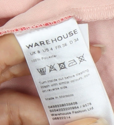 Warehouse Women’s Pink Geometric Fit & Flare Dress Size 8 Knee Length