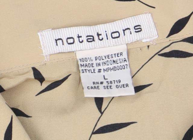 Notations Women’s Beige Leaf Print Long Sleeve Button-Up Shirt L