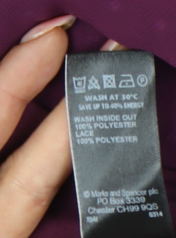 Marks & Spencer Women Purple Size 14 A-Line Lace Chiffon Dress