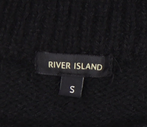 River Island Women's Black Knit Jumper Dress Size S Boat Neck