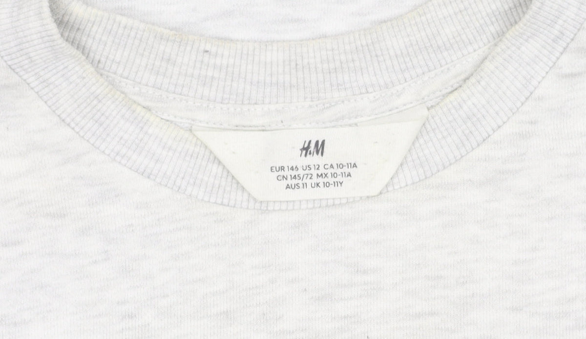 H&M Girls Grey Seattle Print Pullover Sweatshirt - 11 Years