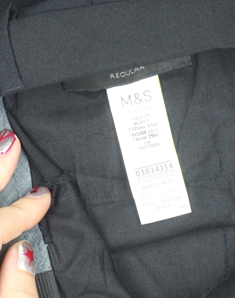 Marks & Spencer Women’s Black Regular Fit Work Trousers Size 44