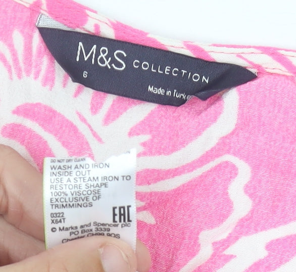 Marks & Spencer Women’s Pink Floral Wrap Blouse Size 6