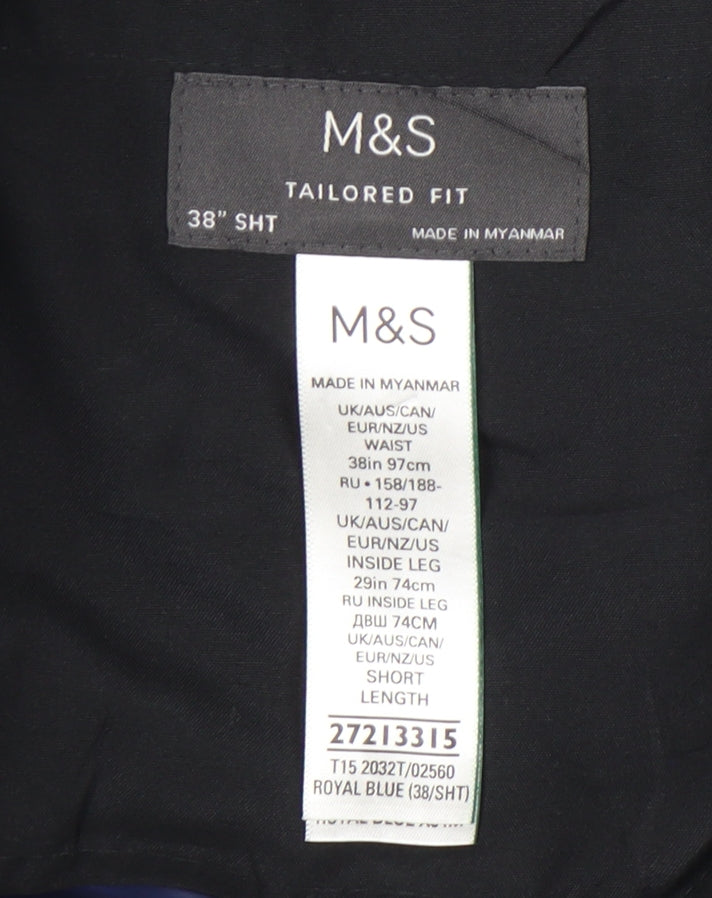 Marks and Spencer Women's Blue 38in Wool Blend Tailored Dress Pants