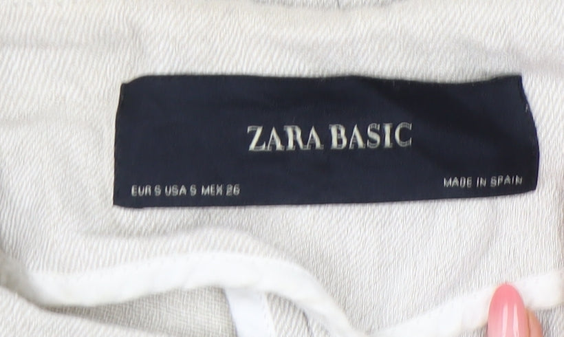 Zara Basic Women's Beige Linen Mid-Length Overcoat Size 8