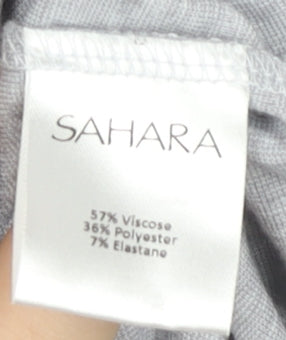 Sahara Women’s Grey Knit Knee Length Shift Dress Size S V-Neck Pockets