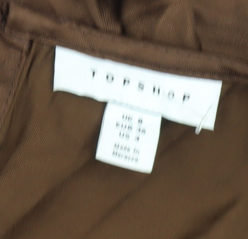 Topshop Women’s Brown Shift Dress Size 8 Short Sleeve Pockets