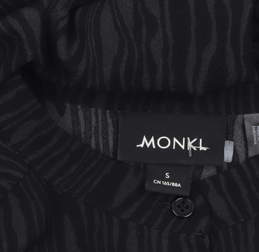 Monki Womens Black Tunic Button-Up Shirt Dress Size S Long Sleeve