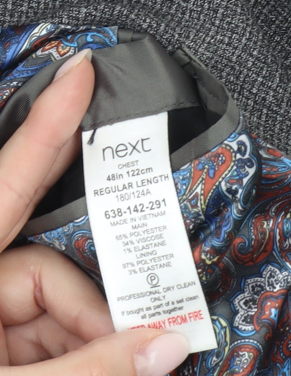 Next Men’s Grey Blazer XL 48in Chest Regular Fit Two-Button Jacket