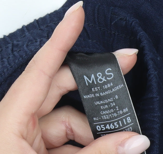 Marks & Spencer Women’s Blue Knee Length Linen Viscose Skirt Size 6
