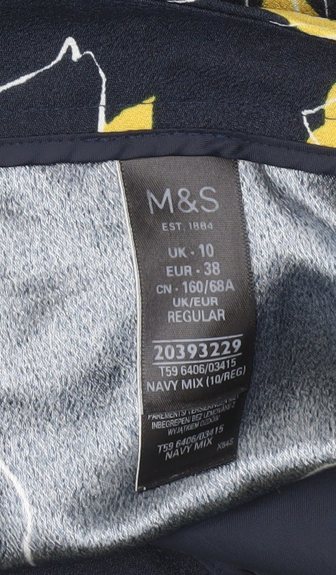 Marks and Spencer Womens Blue Floral Cropped Trousers Size 10