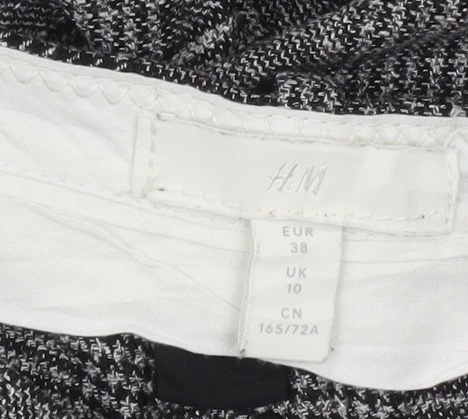 H&M Women’s Grey Check Trousers Size 10 Regular Stretch Workwear