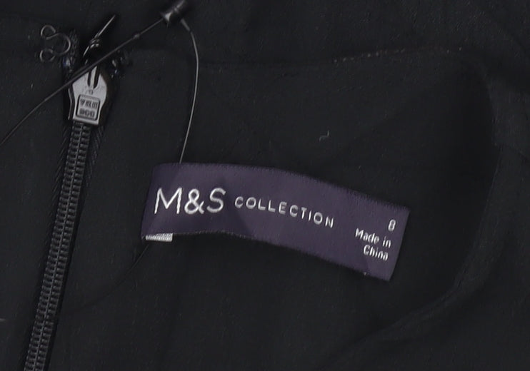 Marks & Spencer Womens Black Viscose Shift Dress Size 8