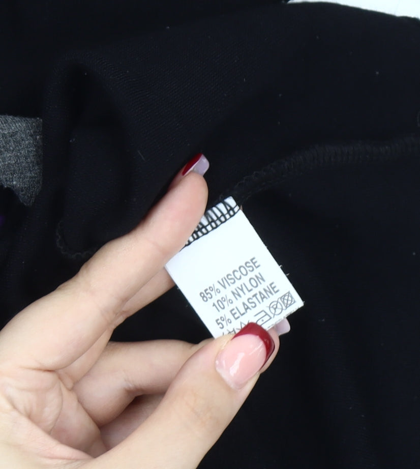 Just Elegance Womens Black Grey Purple Jumper Size 18 V-Neck Pullover