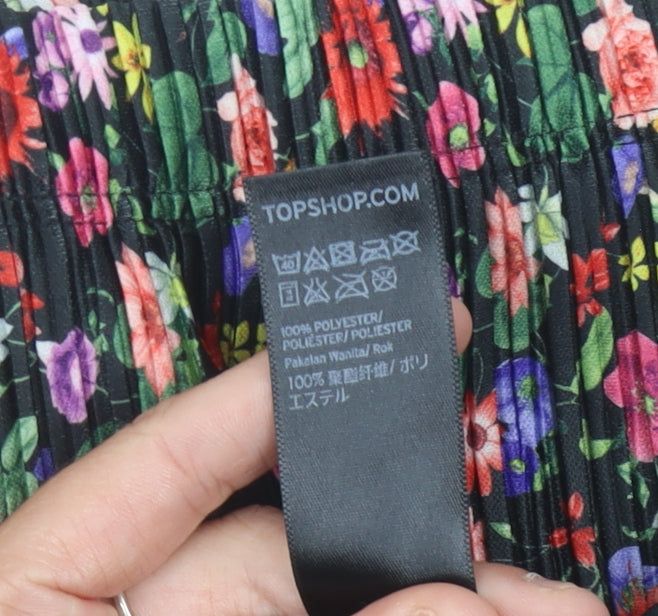 Topshop Women’s Petite Multicoloured Floral Pleated Skirt Size 6