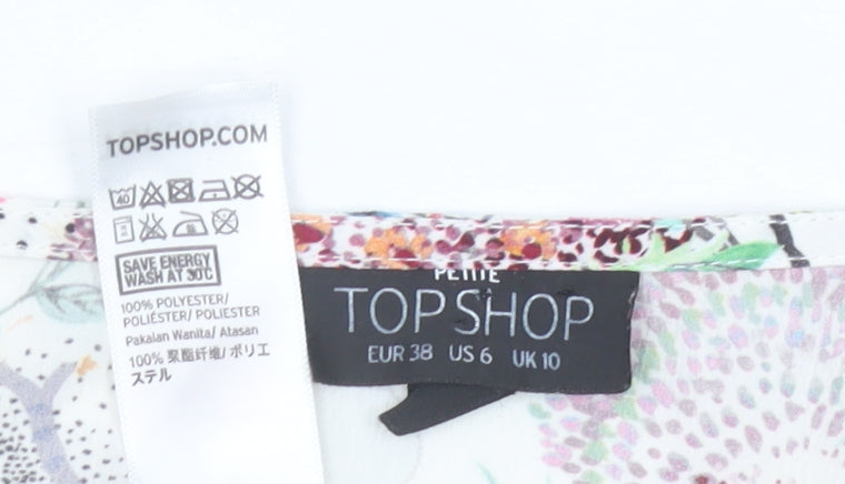 Topshop Women Petite Multicoloured Wrap Blouse UK 10