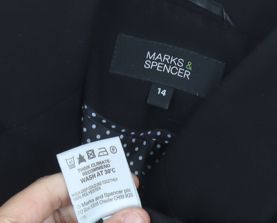 Marks & Spencer Women Black Size 14 Blazer Jacket Smart Workwear