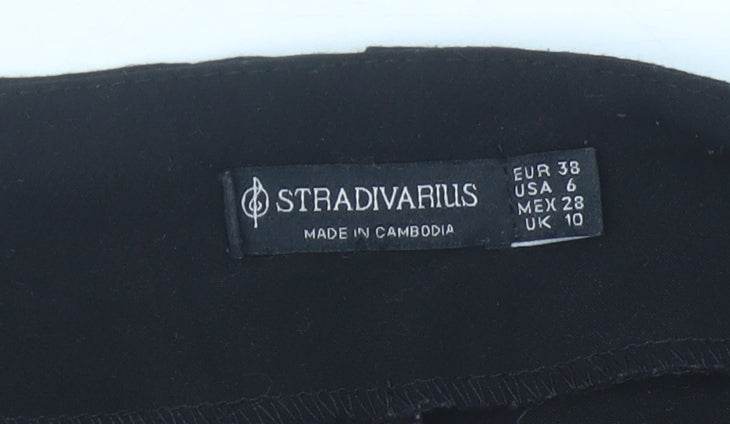 Stradivarius Women’s Black Size 10 Pleated High Rise Straight Trousers