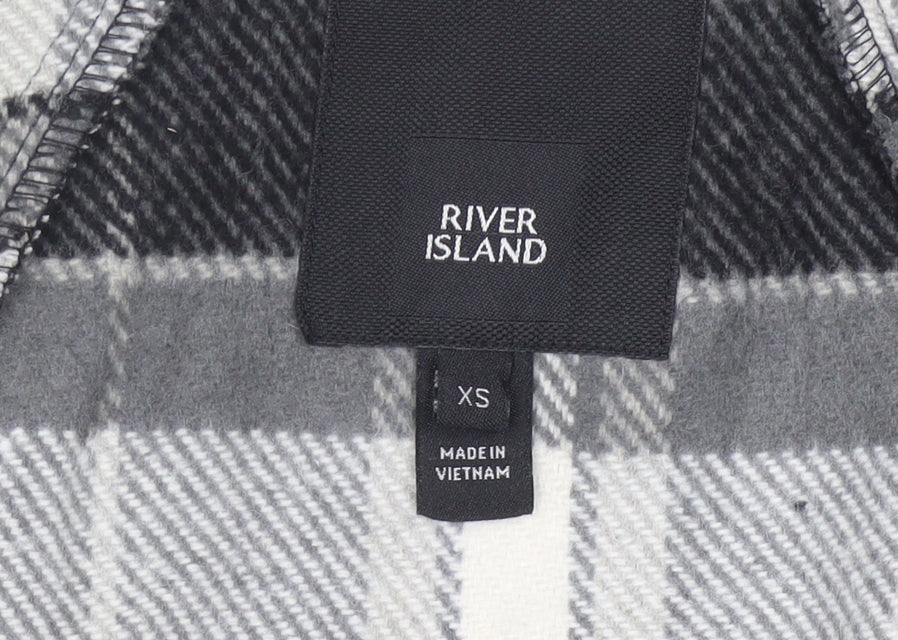 River Island Women’s Black Grey Plaid Cape Poncho XS