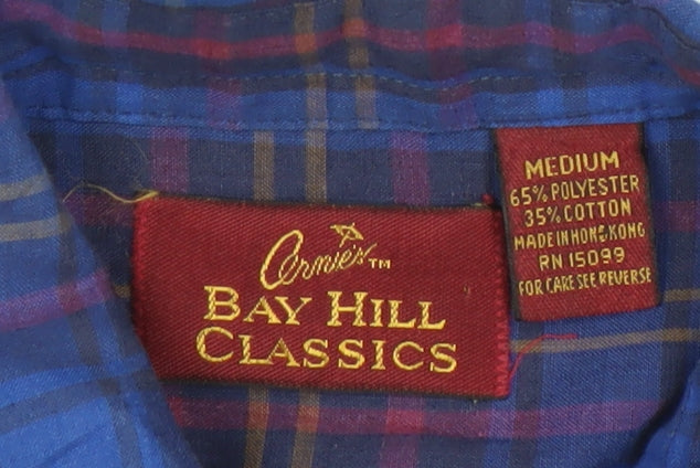 Bay Men's Blue Plaid Woven Button-Up Shirt M
