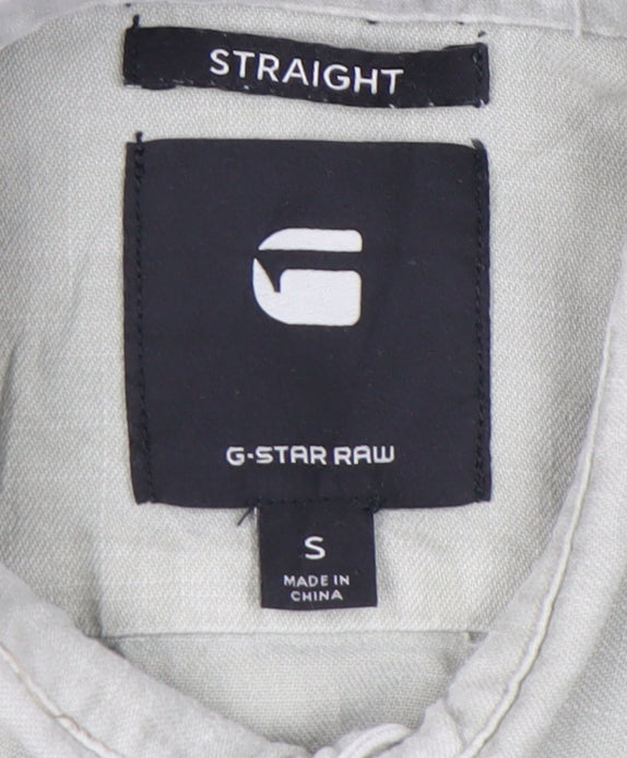 G-Star RAW Men's Grey Small Button-Up Shirt Long Sleeve Classic Fit