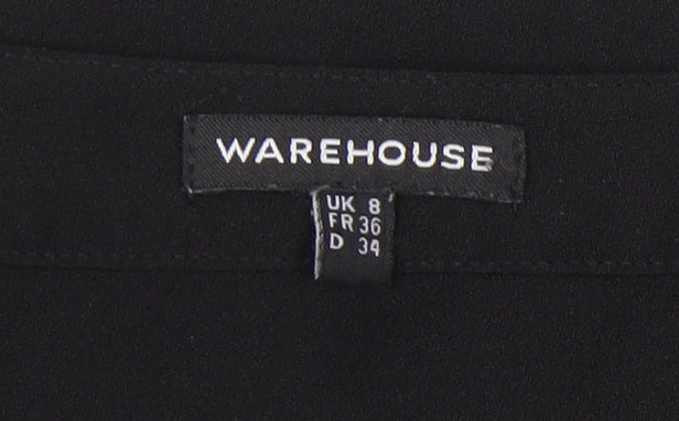 Warehouse Women’s Black UK 8 3/4 Sleeve Basic T-Shirt Polyester Blend