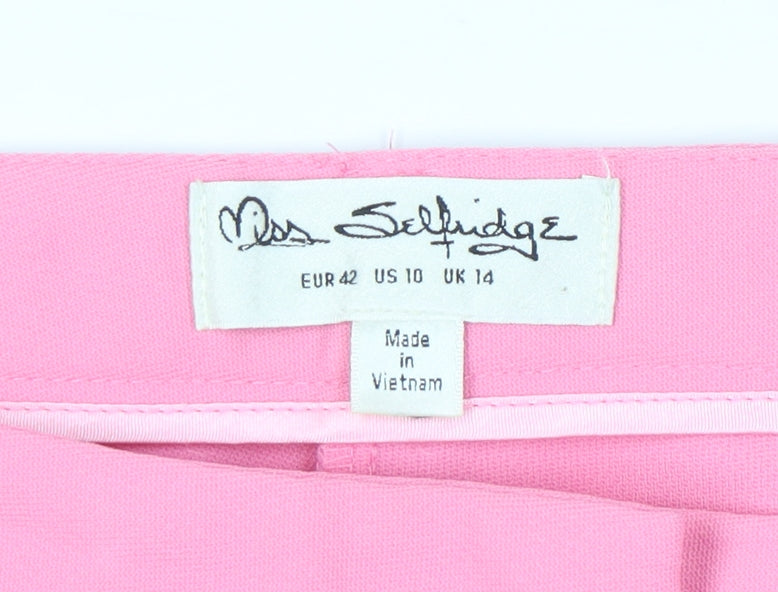 Miss Selfridge Womens Pink Size 14 Straight Leg Trousers