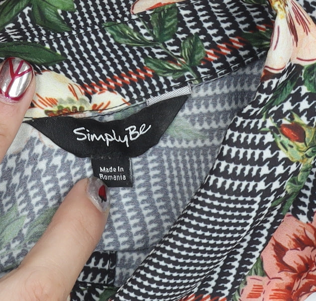 Simply Be Womens Multicoloured Floral Check Tunic Button-Up Shirt Size 18