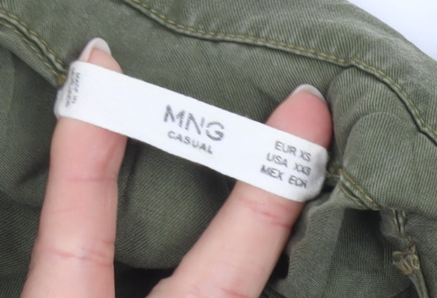 MNG Women’s Green Shirt Dress XS Sleeveless Button Casual