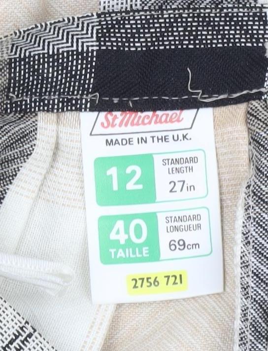 Marks & Spencer Women Beige Plaid Pleated Midi Skirt Size 12