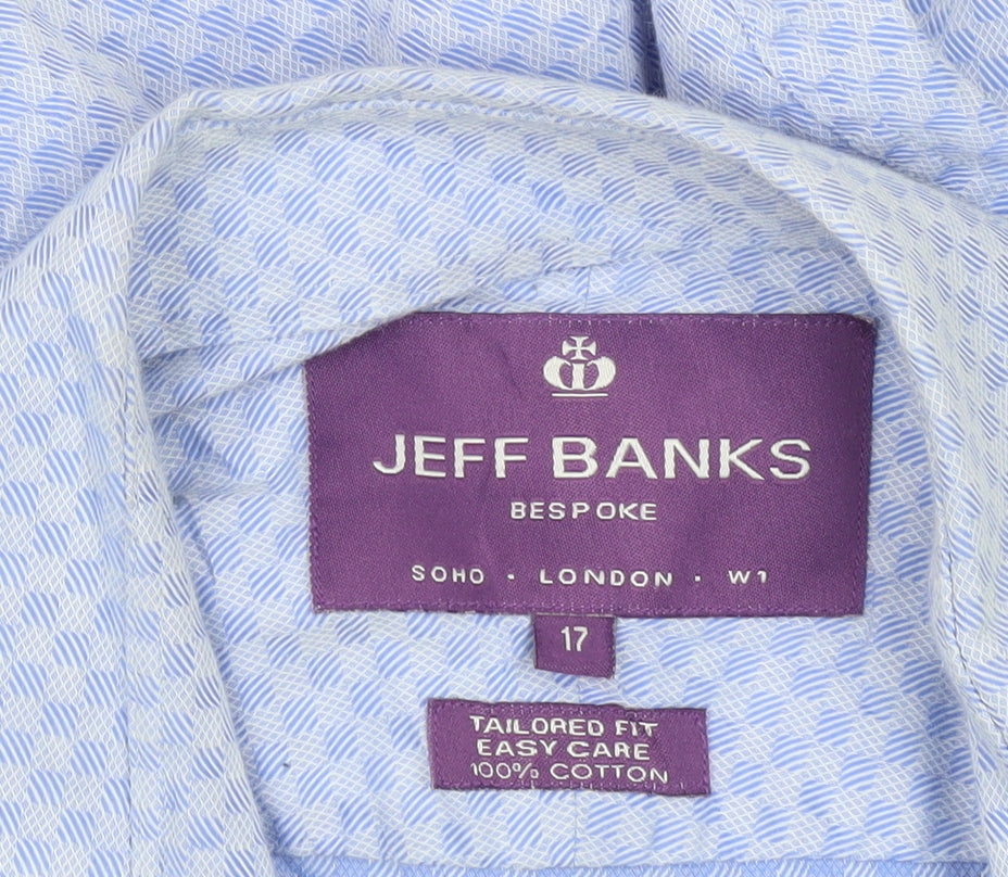 Jeff Banks Men's Blue 17 Tailored Fit Geometric Cotton Shirt