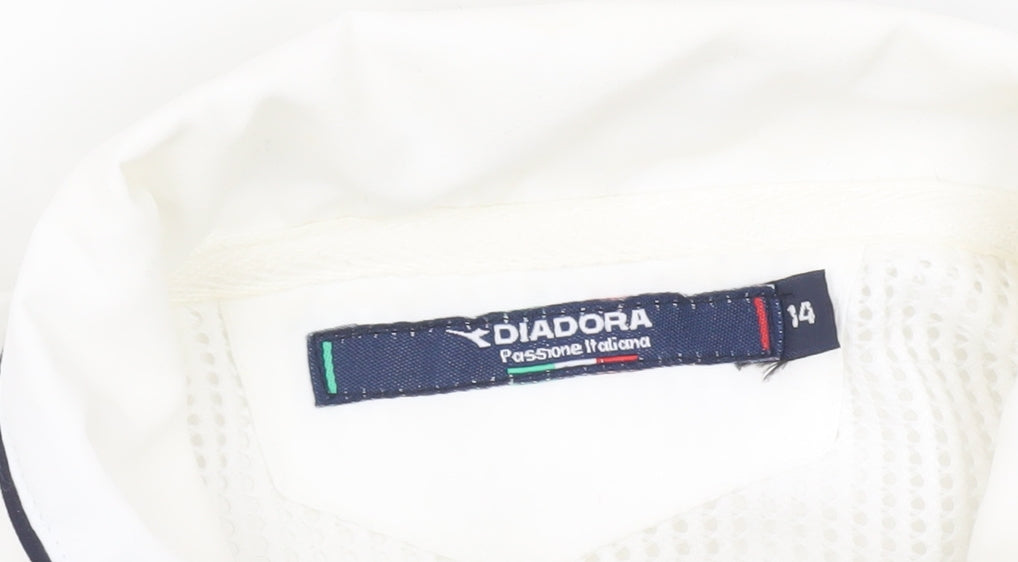 Diadora Men’s White Polyester Windbreaker Jacket Size M