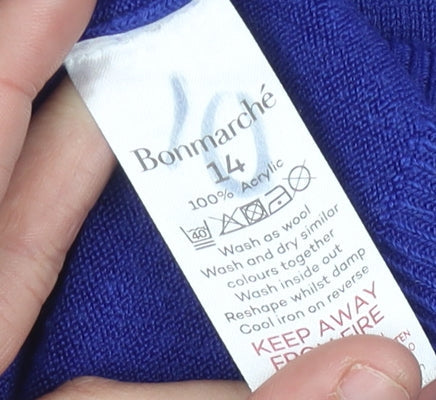 Bonmarché Women’s Blue Mock Neck Pullover Jumper Size 14