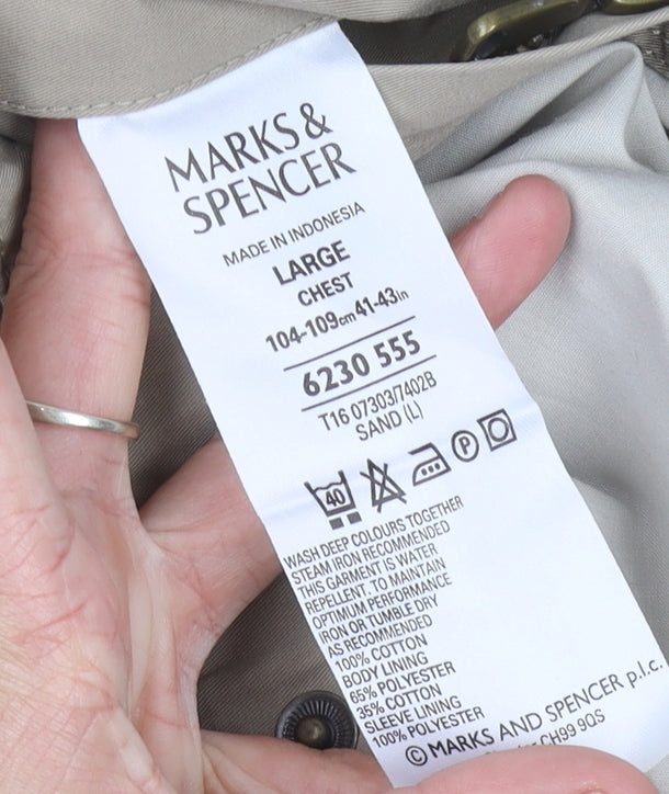 Marks and Spencer Mens Beige Cotton Jacket Casual Zip Size L 42"-43"
