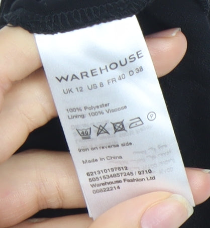 Warehouse Women Black Geometric Strapless Short Party Dress Size 12