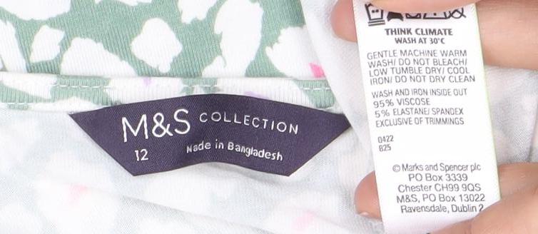 Marks & Spencer Women’s Green Floral A-Line Dress Size 12
