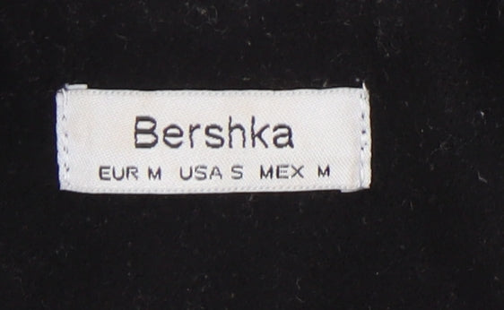 Bershka Women’s Black Wool Blend Mid-Length Overcoat Size 12