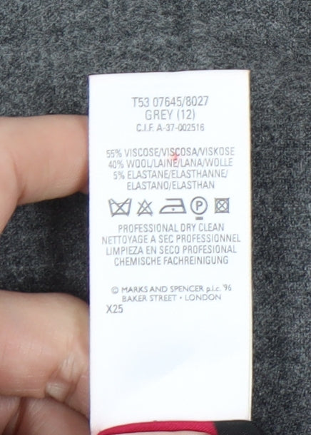 Marks & Spencer Women’s Grey Wool Blend Suit Jacket UK 12