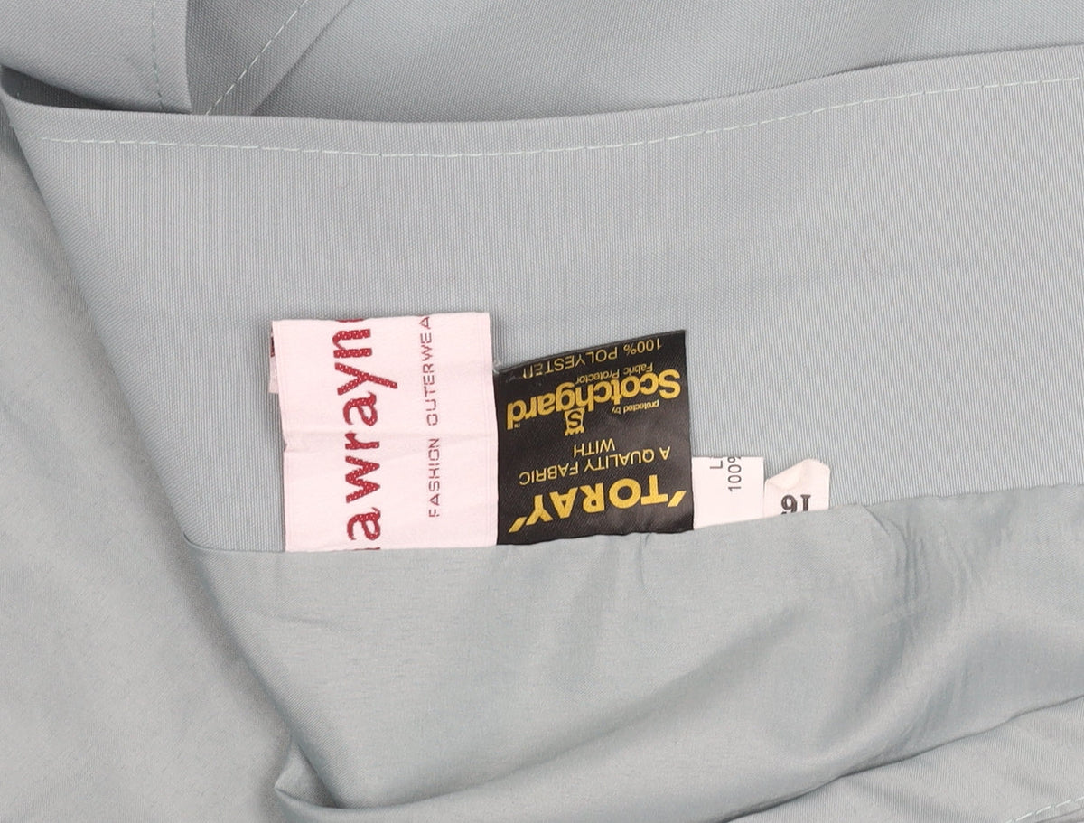 Awrayn Womens Blue Mid-Length Rain Coat Size 16 Button Up Classic