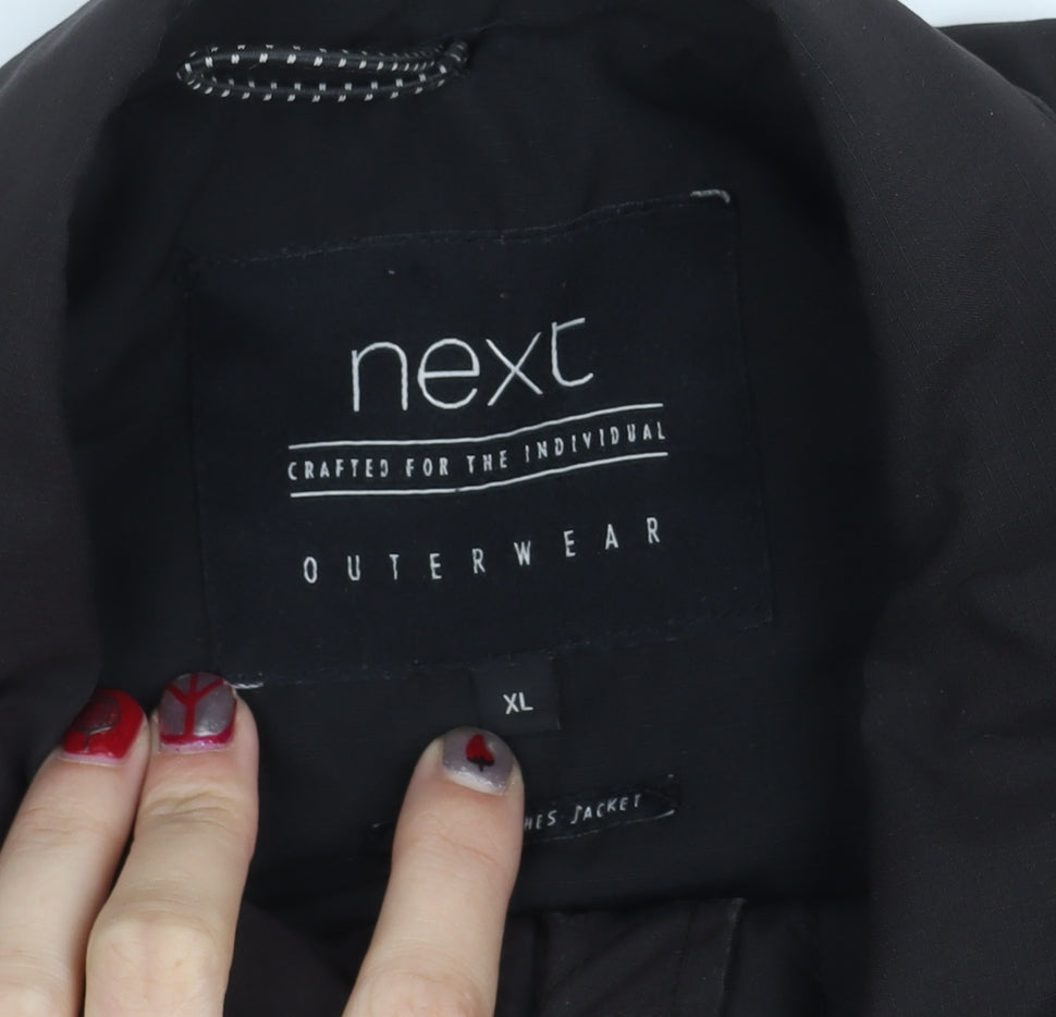 Next Men's Black XL Basic Jacket Polyester Snap Fastening